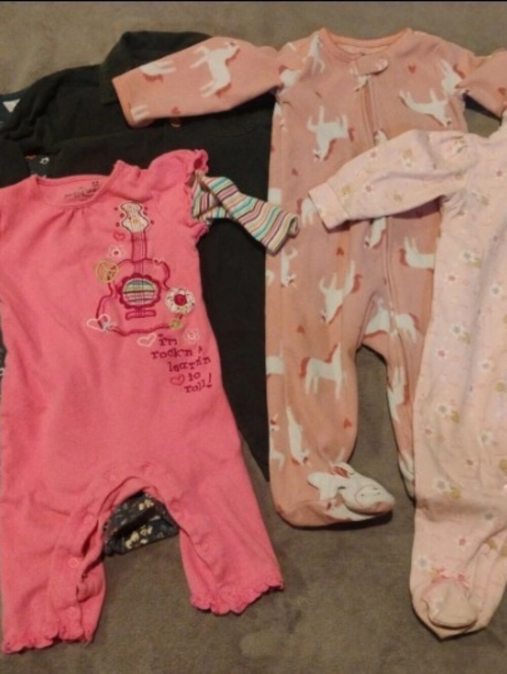 Baby Girl Clothes Lot 5pc Sleep Play Romper Modern Moments - 6/9m